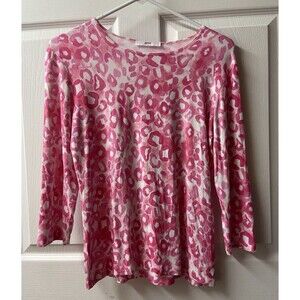 Leggiagro Top Juniors Size 3 Small 3/4 Sleeve Knit Top Pink Dot